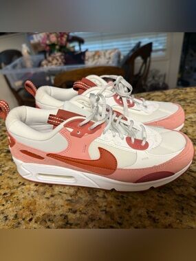 Nike Air Max 90 Futura Women's Shoes in the Red Stardust/Summit White colorway